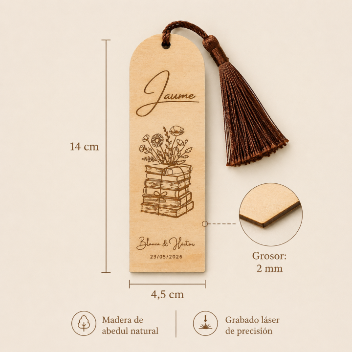 Marcapáginas Personalizados (Madera y Papel Premium)