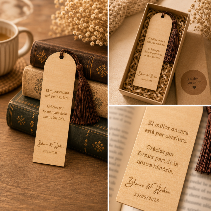 Marcapáginas Personalizados (Madera y Papel Premium)