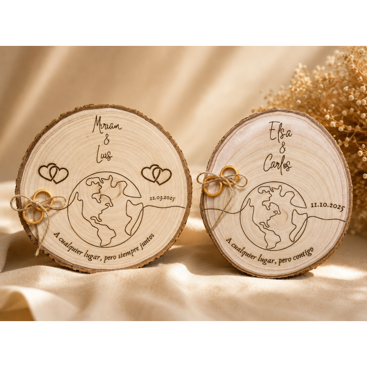 Portaalianzas Personalizado de Madera Natural