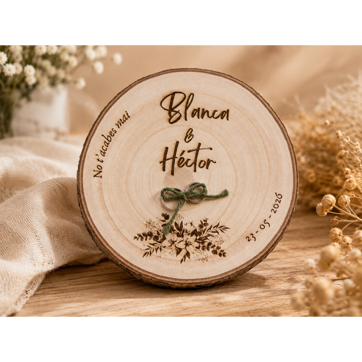 Portaalianzas Personalizado de Madera Natural