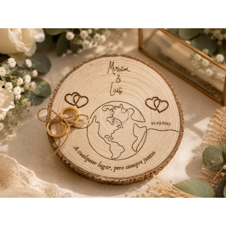 Portaalianzas Personalizado de Madera Natural